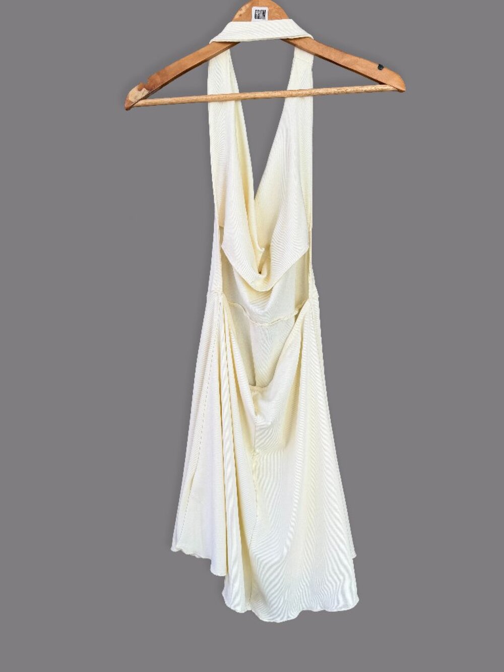 WeWoreWhat Halter Cowl Neck Mini Dress in Ivory - Size L - Picture 5 of 10